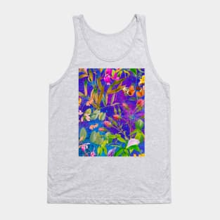 Cool tropical floral leaves botanical illustration, tropical plants,leaves and flowers, blue leaves pattern Tank Top